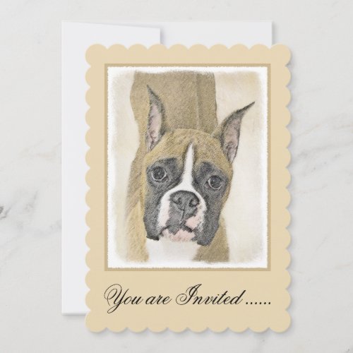 Boxer Painting _ Cute Original Dog Art Invitation