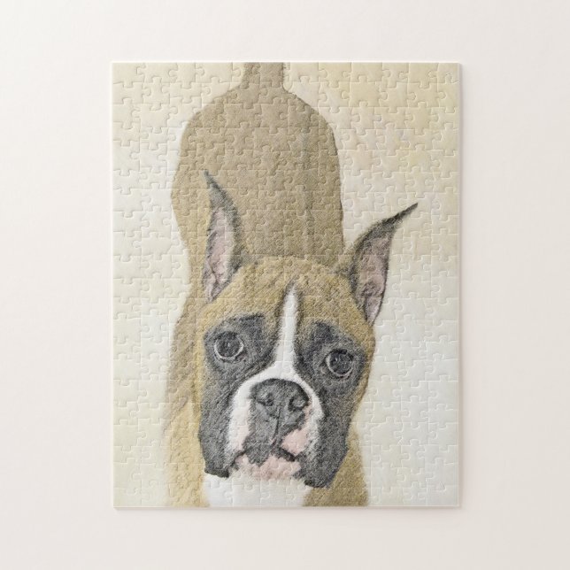 Boxer Painting - Cute Original Dog Art Jigsaw Puzzle (Vertical)