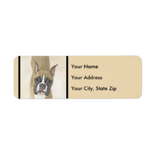 Boxer Painting - Cute Original Dog Art Label