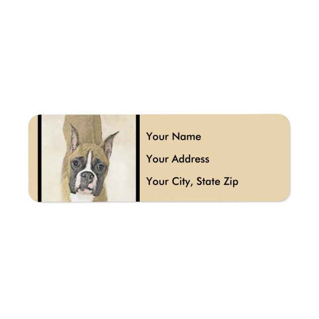 Boxer Painting - Cute Original Dog Art Label (Front)