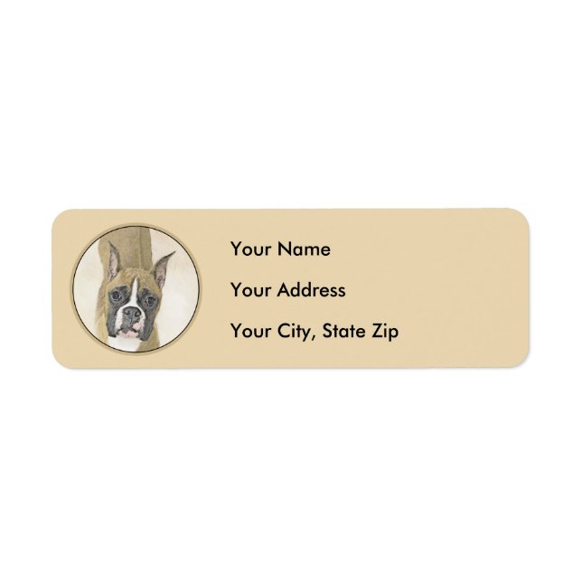 Boxer Painting - Cute Original Dog Art Label (Front)