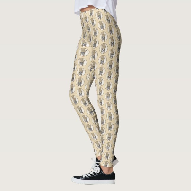 Boxer Painting - Cute Original Dog Art Leggings (Left)