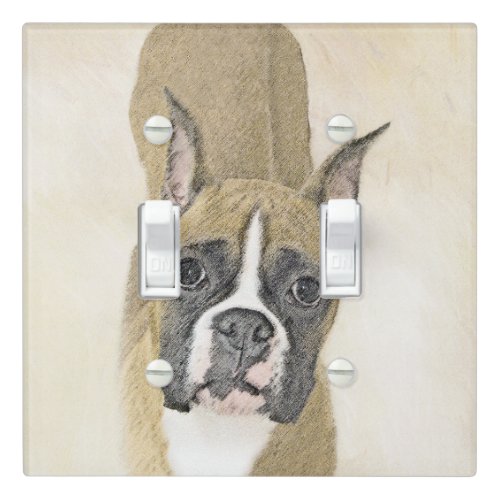 Boxer Painting _ Cute Original Dog Art Light Switch Cover