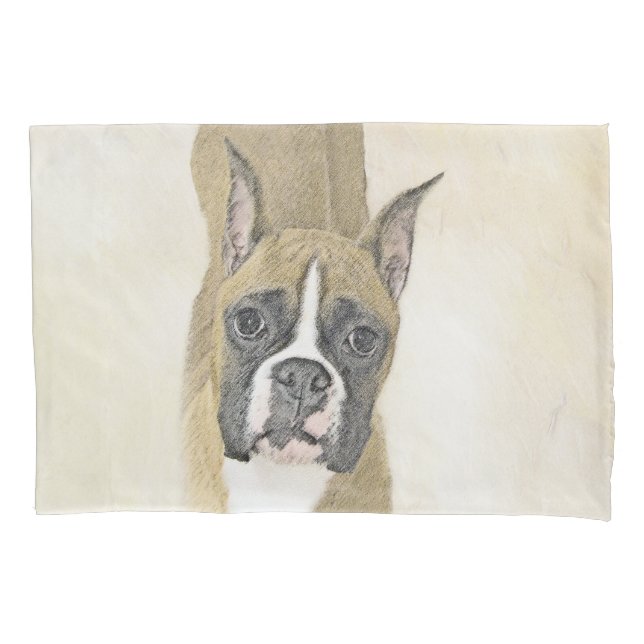 Boxer Painting - Cute Original Dog Art Pillow Case (Front)