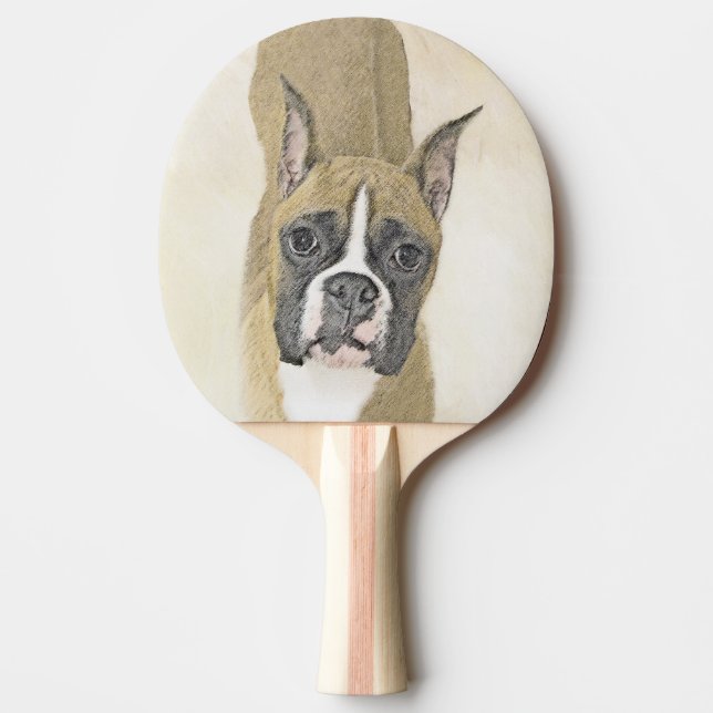 Boxer Painting - Cute Original Dog Art Ping-Pong Paddle (Front)