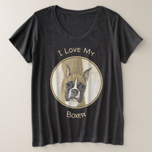 Boxer Painting _ Cute Original Dog Art Plus Size T_Shirt