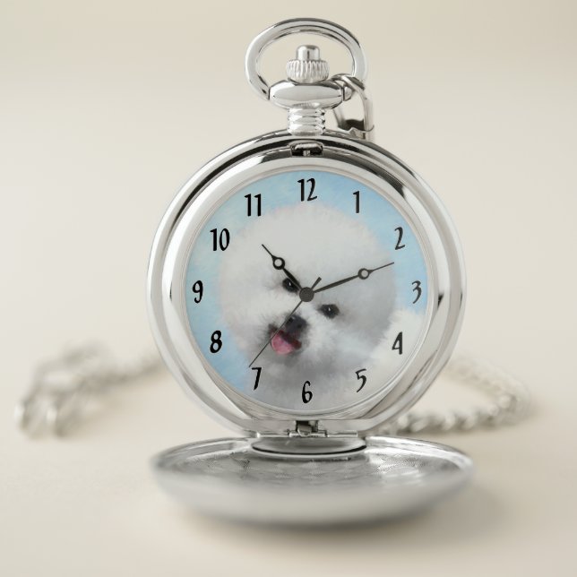 Boxer Painting - Cute Original Dog Art Pocket Watch (Inside)