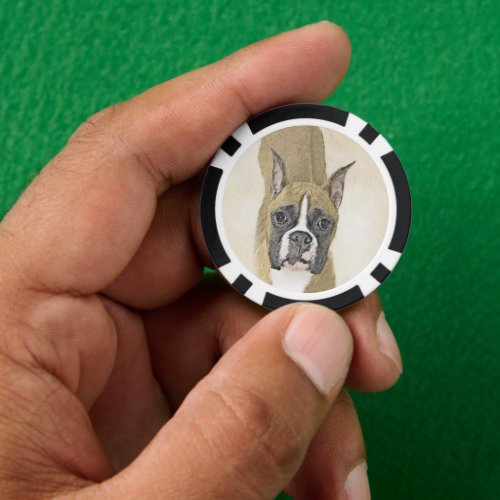 Boxer Painting _ Cute Original Dog Art Poker Chips