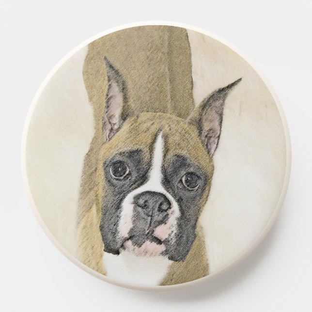 Boxer Painting - Cute Original Dog Art PopSocket (Popsocket)