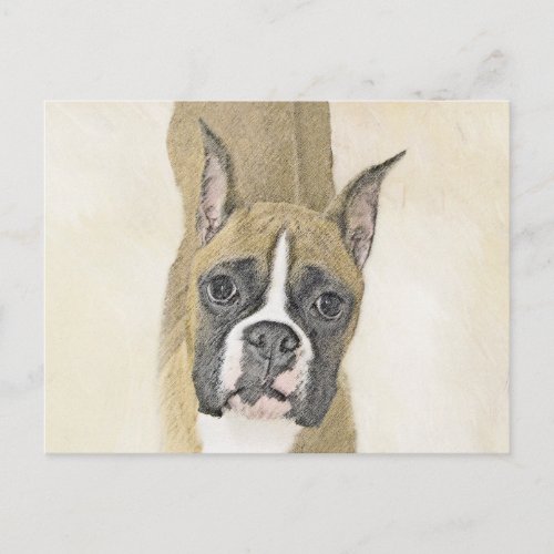 Boxer Painting _ Cute Original Dog Art Postcard
