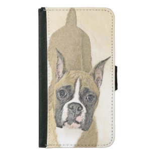 Boxer Painting - Cute Original Dog Art Samsung Galaxy S5 Wallet Case