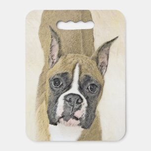 Boxer Painting - Cute Original Dog Art Seat Cushion
