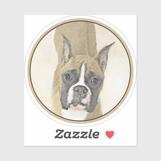 Boxer Painting - Cute Original Dog Art Sticker (Sheet)