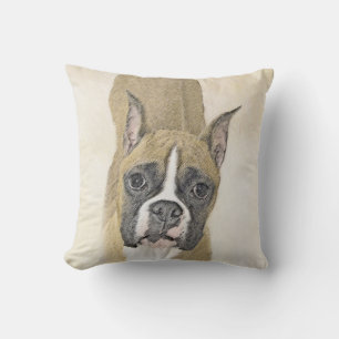 Boxer Painting - Cute Original Dog Art Throw Pillow