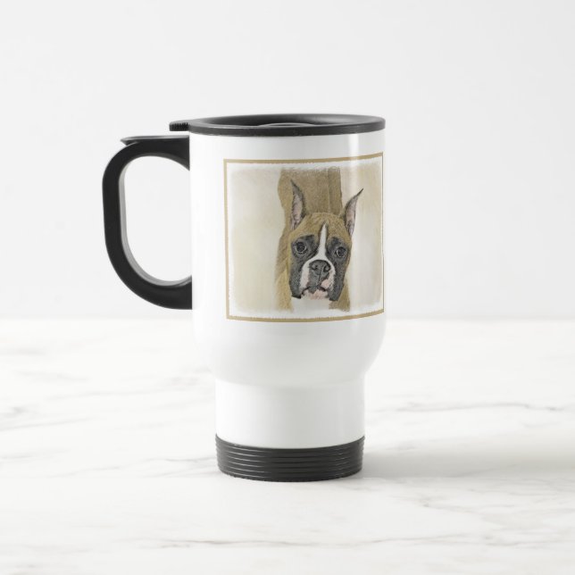 Boxer Painting - Cute Original Dog Art Travel Mug (Left)