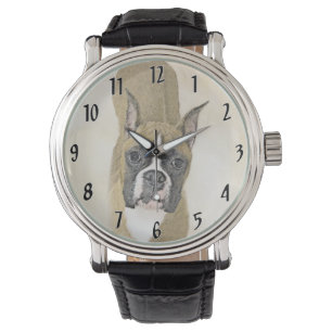 Boxer Painting - Cute Original Dog Art Watch