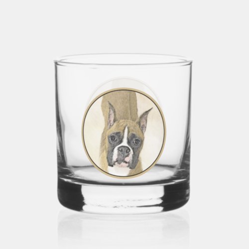 Boxer Painting _ Cute Original Dog Art Whiskey Glass