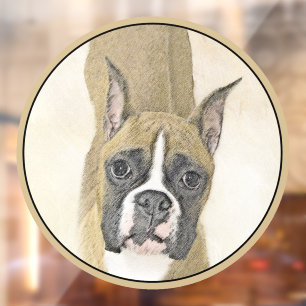 Boxer Painting - Cute Original Dog Art Window Cling