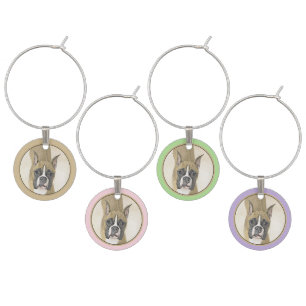 Boxer Painting - Cute Original Dog Art Wine Charm