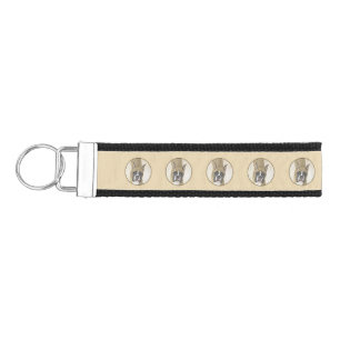 Boxer Painting - Cute Original Dog Art Wrist Keychain