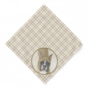Boxer Painting Fawn Cropped Docked Cute Dog Art Bandana