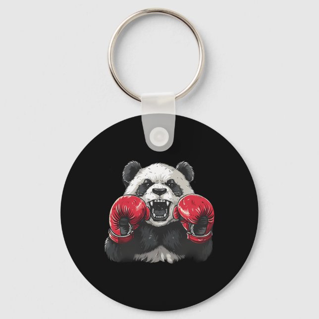 Boxer Panda With Boxing Gloves Kickboxing Funny Bo Keychain (Front)