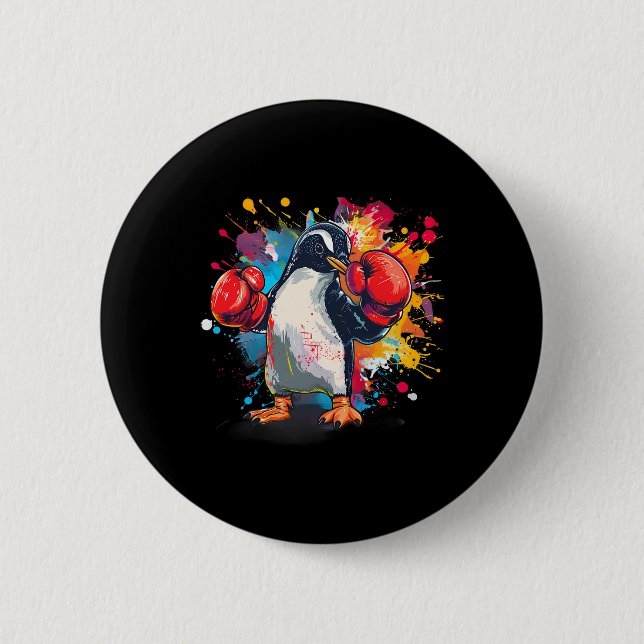 Boxer Penguin With Boxing Gloves Kickboxing Funny  Button (Front)