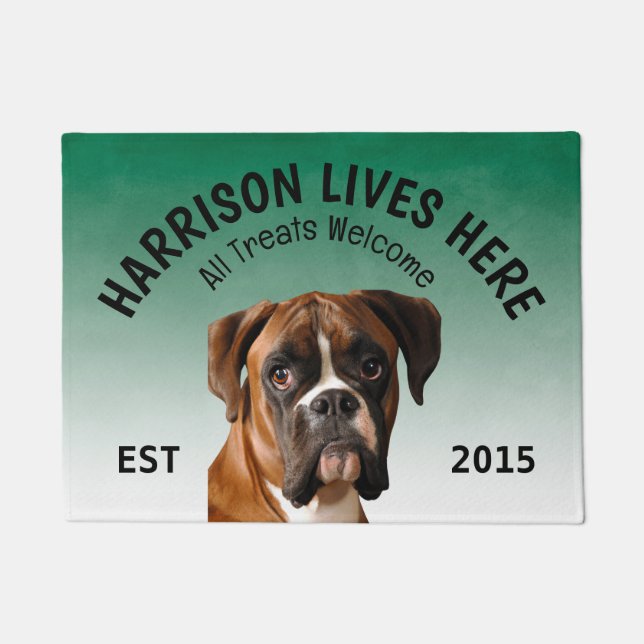 Boxer Personalized Dog Lover Doormat (Front)