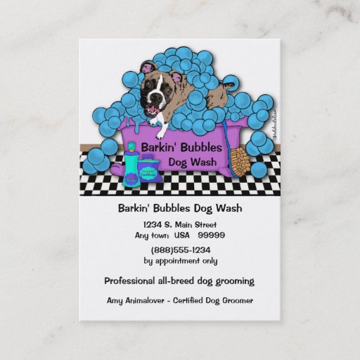 Customizable Boxer Pet Grooming Business And Appointment Card Business Cards