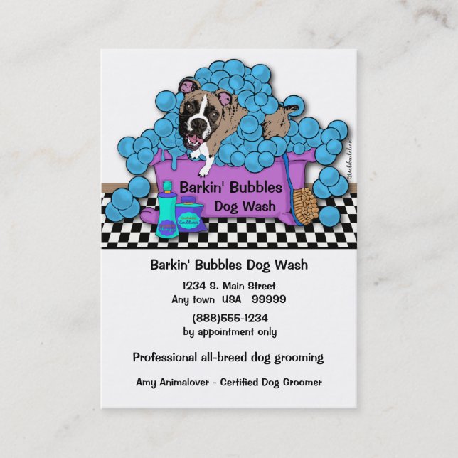 Boxer Pet Grooming Business And Appointment Card (Front)