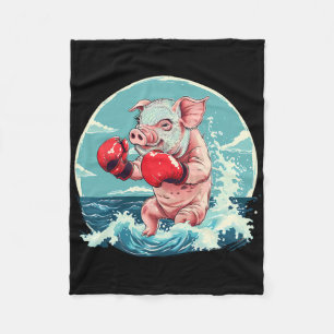 Boxer Pig With Boxing Gloves Kickboxing Funny Boxi Fleece Blanket