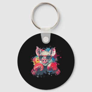 Boxer Pig With Boxing Gloves Kickboxing Funny Boxi Keychain