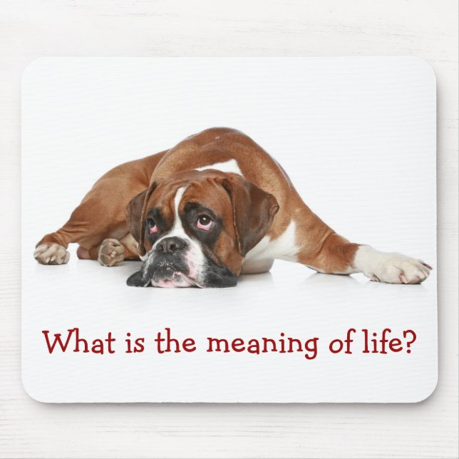 Boxer Pondering the Meaning of Life Mousepad (Front)