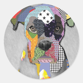 Boxer Portrait Classic Round Sticker