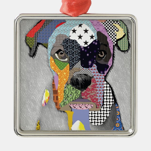 Boxer Portrait Metal Ornament (Front)