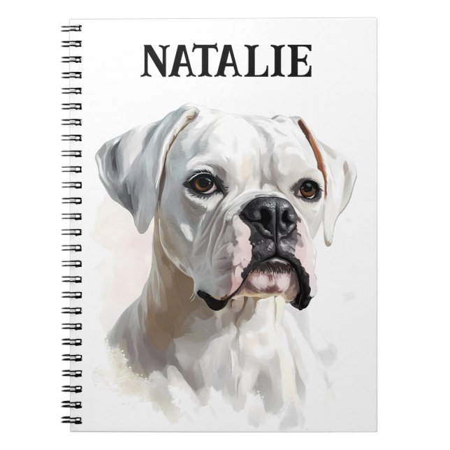 Boxer Portrait Personalized  Notebook (Front)