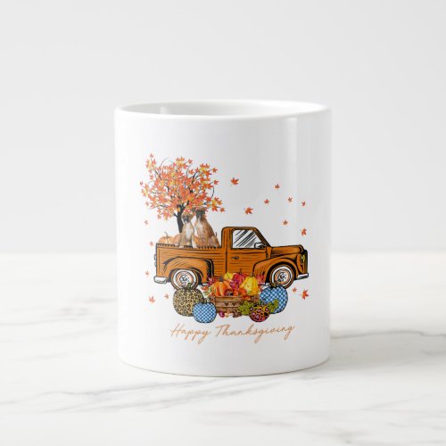 Boxer Pumpkins Truck Autumn Leaf Dog Lover Gift Giant Coffee Mug