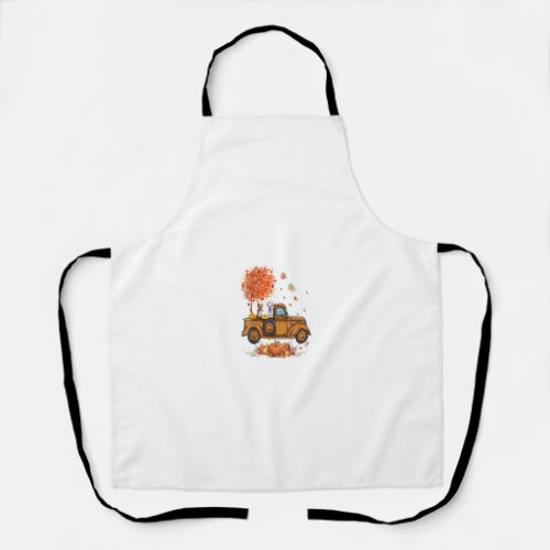 Boxer Pumpkins Truck Autumn Leaf Fall thanksgiving Apron