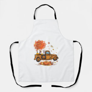 Boxer Pumpkins Truck Autumn Leaf Fall thanksgiving Apron