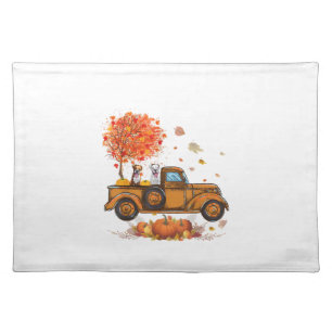 Boxer Pumpkins Truck Autumn Leaf Fall thanksgiving Cloth Placemat