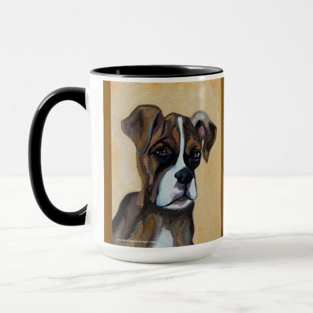 Boxer Pup | Two-Tone Mug, 15 oz Mug (Left)