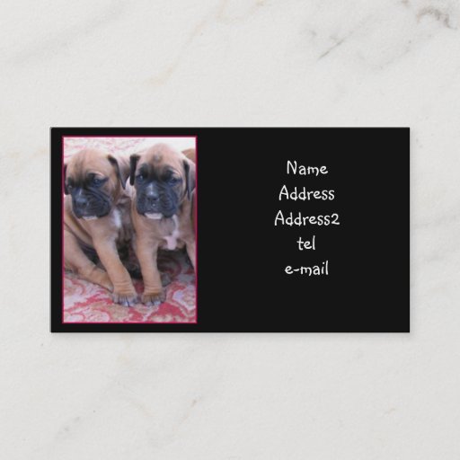 Customizable Boxer puppies business card