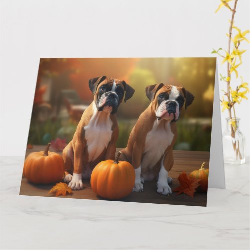 Boxer Puppy Autumn Delight Pumpkin  Card