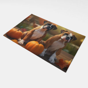 Boxer Puppy Autumn Delight Pumpkin  Doormat