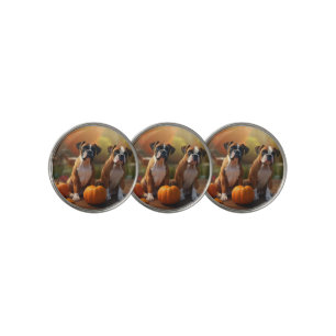 Boxer Puppy Autumn Delight Pumpkin Golf Ball Marker
