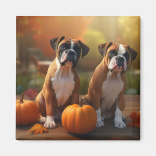 Boxer Puppy Autumn Delight Pumpkin  Magnet