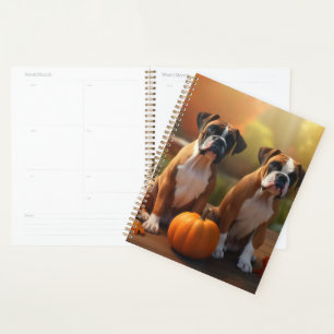 Boxer Puppy Autumn Delight Pumpkin Planner