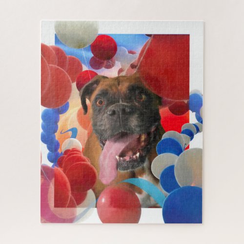 Boxer Puppy BOOM TIME IN BOXERVILLE USA Jigsaw Puzzle
