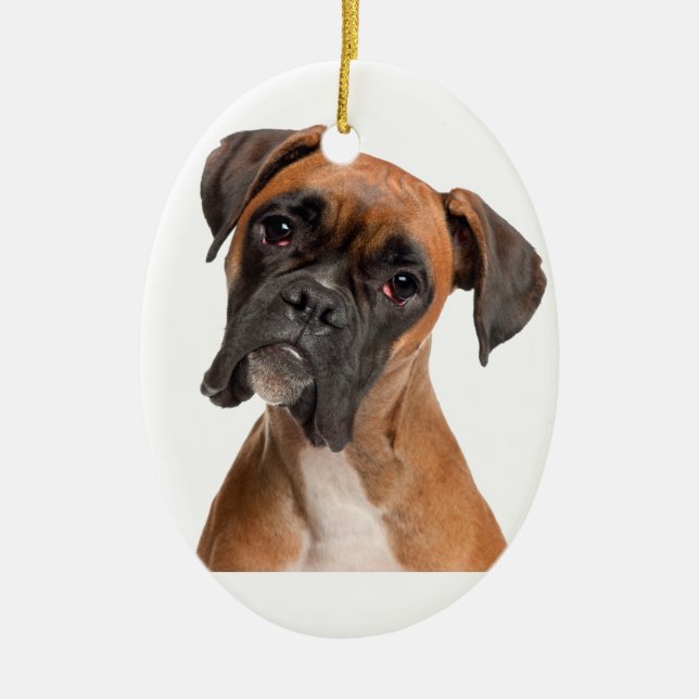 Boxer Puppy Ceramic Ornament (Front)