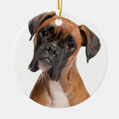 Boxer Puppy Ceramic Ornament